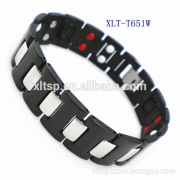 heavy four elements bio energy stainless steel mens bracelet